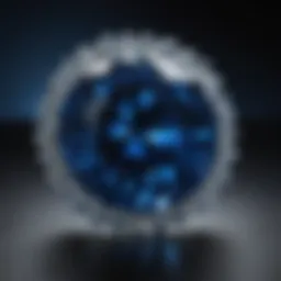 A vibrant blue sapphire with remarkable clarity and shine, set against a dark background.