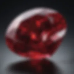 Close-up view of a lab-grown ruby showcasing its vibrant color and clarity