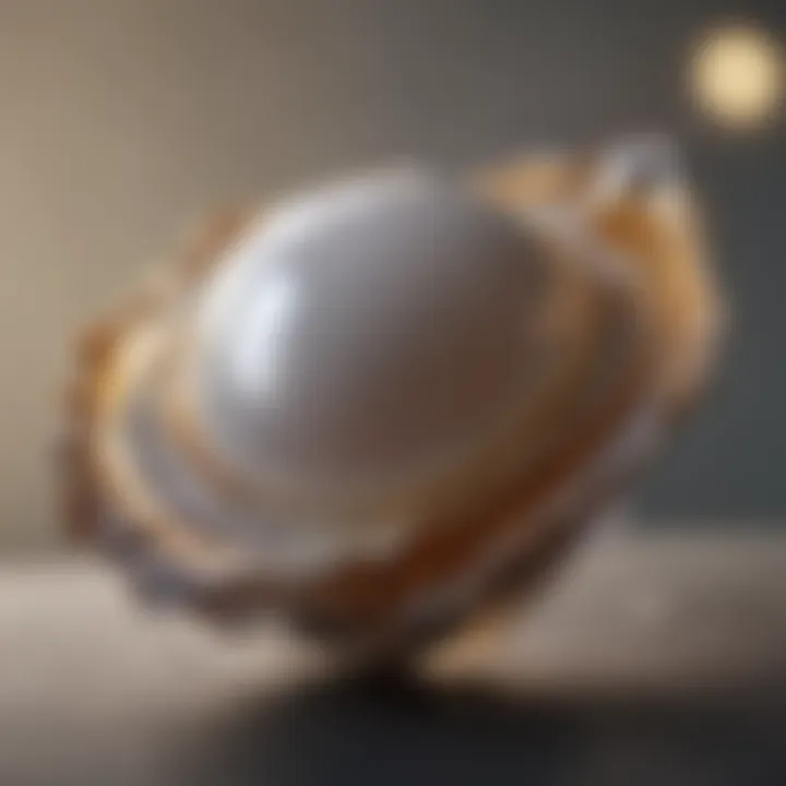 Close-up view of a natural oyster pearl