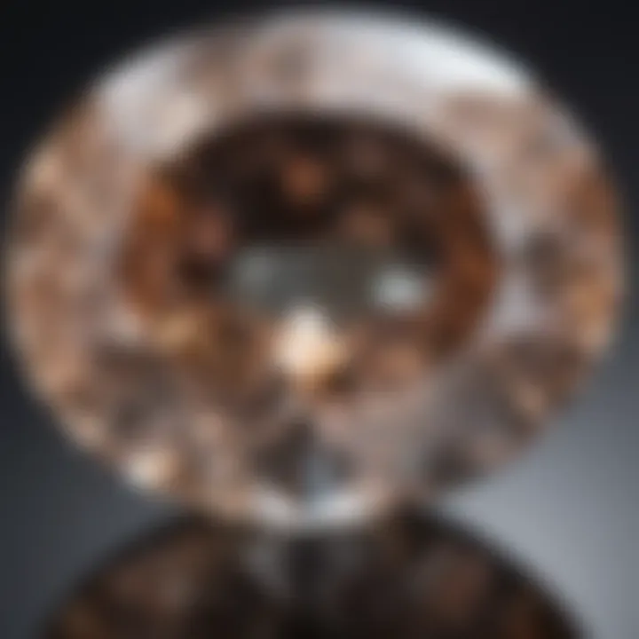 A close-up view of an oval lab diamond showcasing its brilliance and clarity