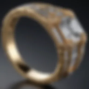 Detailed view of the craftsmanship of a baguette diamond ring