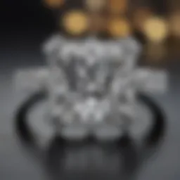 A stunning close-up of a princess cut diamond ring showcasing its brilliance.