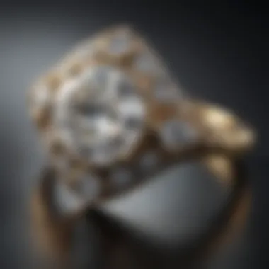 A vintage-inspired diamond ring featuring a unique setting design.