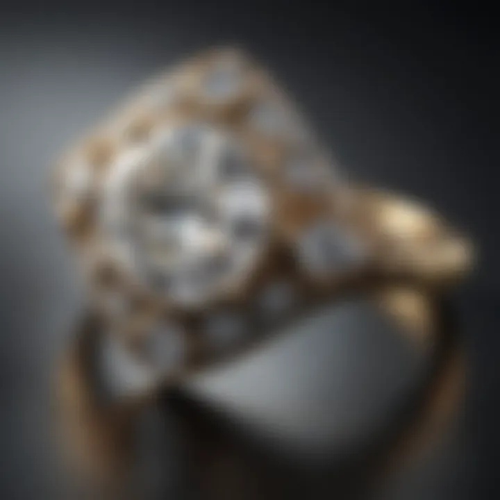 A vintage-inspired diamond ring featuring a unique setting design.