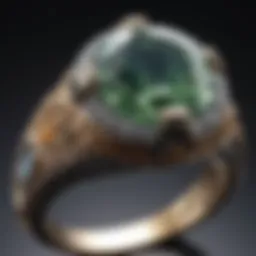 Close-up of a vintage mine cut ring showcasing its intricate facets and brilliance.