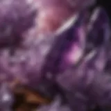 A close-up of amethyst showcasing its vibrant purple hues and natural crystal formations.
