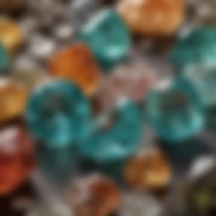 Close-up of unique gemstones extracted from the mine