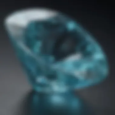 Close-up view of aquamarine facets reflecting light