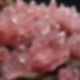 A close-up view of pink rock crystals highlighting their intricate details.