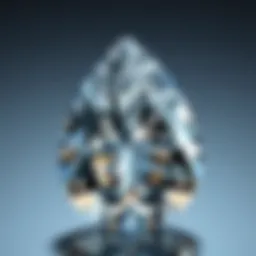 Close-up view of a pear-shaped diamond showcasing its unique cut and brilliance