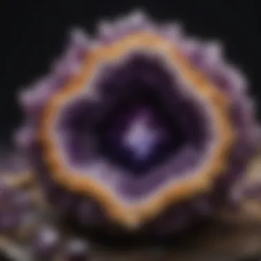 Close-up of amethyst geode showcasing its inner beauty