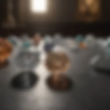 Auction House Diamonds Elegant auction house setting featuring loose diamonds on display