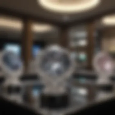 Upscale Boutique Diamond Display Sophisticated diamond jewelry display in an upscale boutique