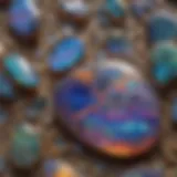 Close-up view of raw Australian opal showcasing its vibrant colors and patterns