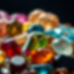 Close-up of various gemstones showcasing their unique colors and textures
