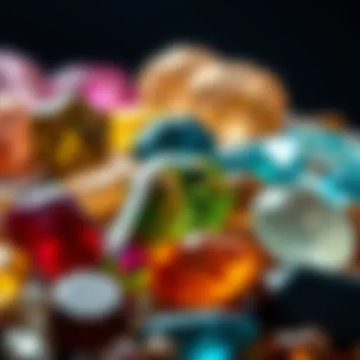 Close-up of various gemstones showcasing their unique colors and textures