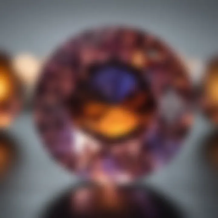 Graphic representation of light reflection within a round brilliant cut gemstone