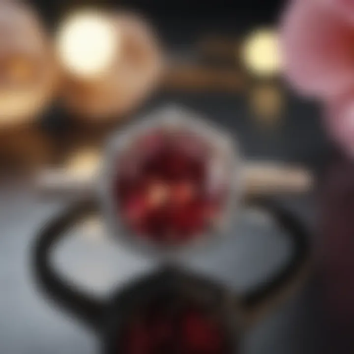 Elegant hexagon engagement ring with sparkling gemstone