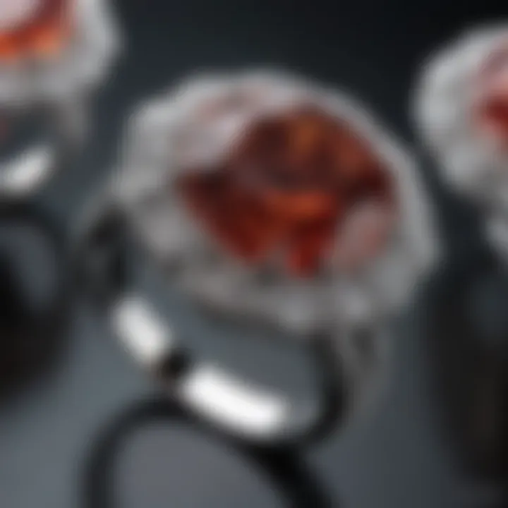 Aesthetic display of various hexagon engagement ring styles