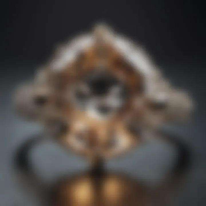 Close-up of a beautifully crafted hexagonal diamond setting