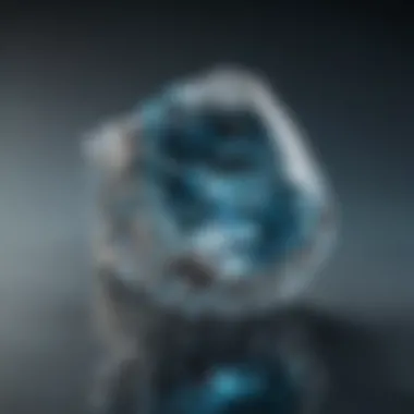 Stunning aquamarine gemstone displayed on a reflective surface