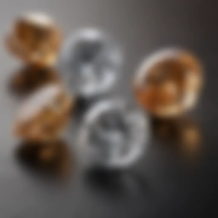 A variety of two karat diamonds in different cuts displayed elegantly