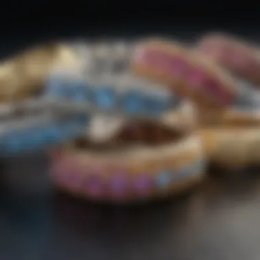 Diverse Materials of Eternity Rings A collection of various eternity rings made from different materials.