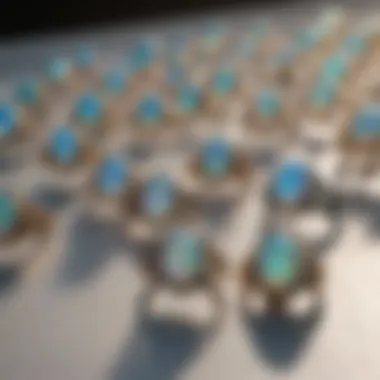 Variety of Opal Rings Different types of opal rings displayed artistically