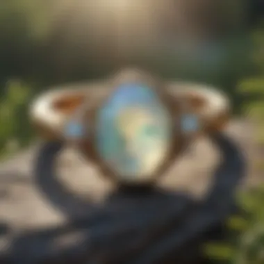 Opal Ring in Nature An opal ring set against a natural backdrop