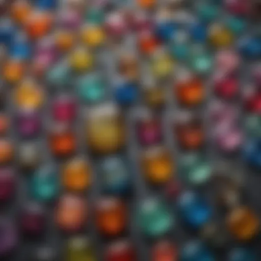 A collection of colorful square glass cabochons