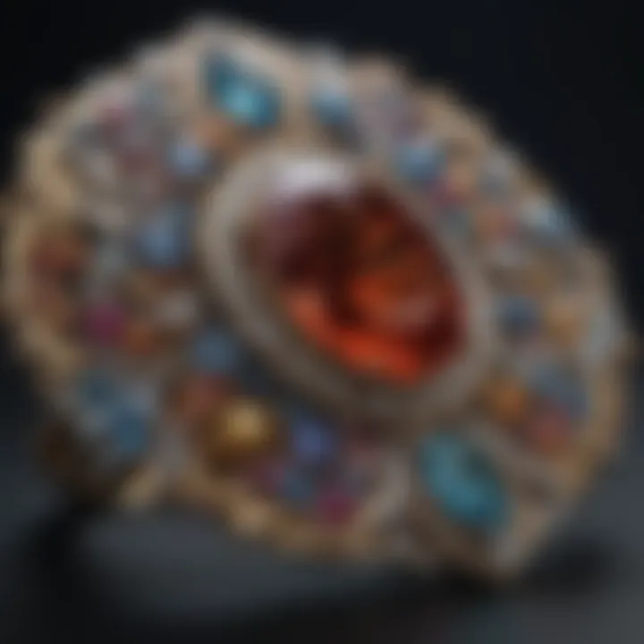 A beautifully crafted piece of jewelry integrating an array of gemstones, symbolizing creativity.