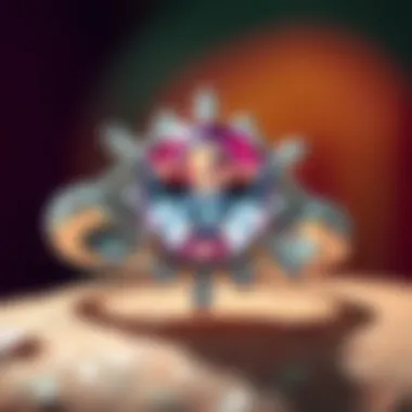 Retro engagement ring with bold colors and unique settings