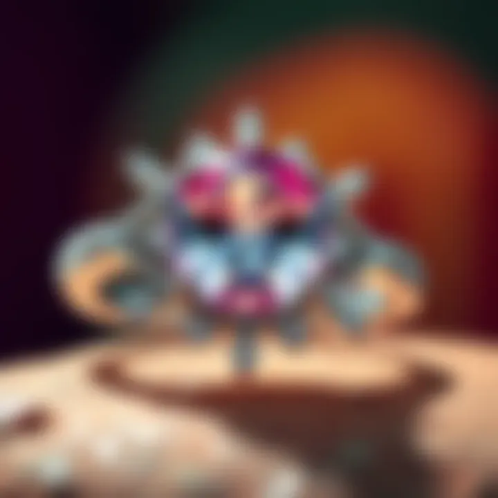 Retro engagement ring with bold colors and unique settings