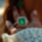 Vera Wang Emerald Engagement Ring displaying intricate design details