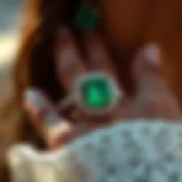 Vera Wang Emerald Engagement Ring displaying intricate design details