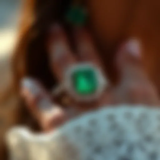 Vera Wang Emerald Engagement Ring displaying intricate design details