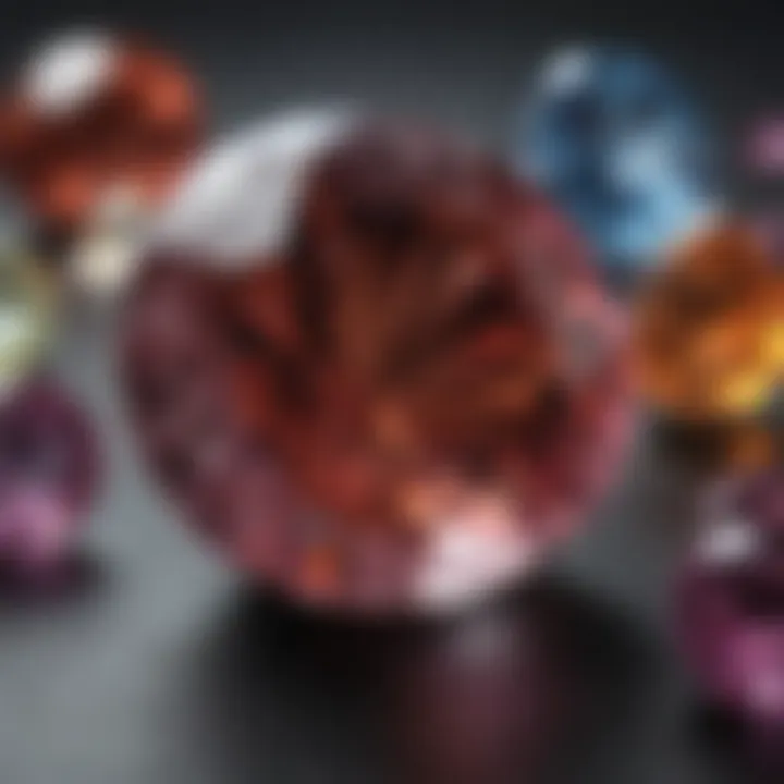 Close-up of a gemstone display showcasing quality