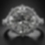 A stunning ten carat diamond ring showcased on a velvet surface, emphasizing its brilliance.