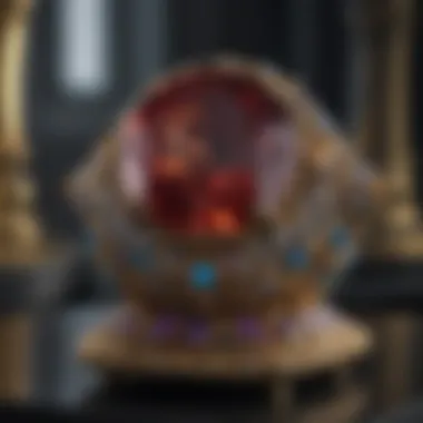 Glistening Gem on Ornate Display Exquisite Gemstone on Elegantly Crafted Stand
