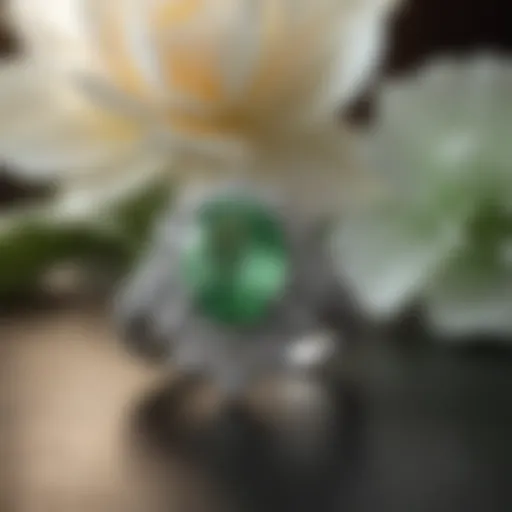 Exquisite Jade and Diamond Engagement Ring with Intricate Floral Design