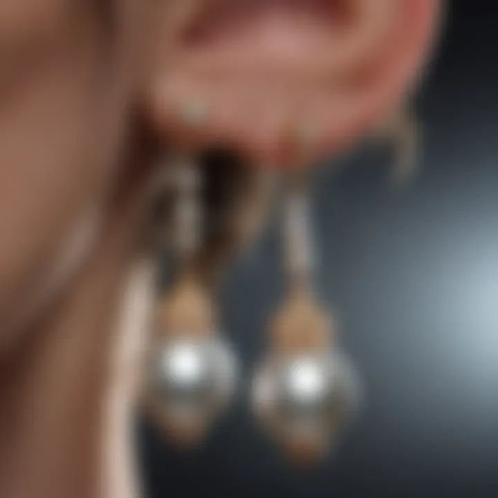 Extra long post earrings showcasing elegant drop pearls