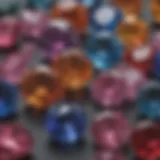 A close-up view of brilliant-cut gemstones showcasing their facets