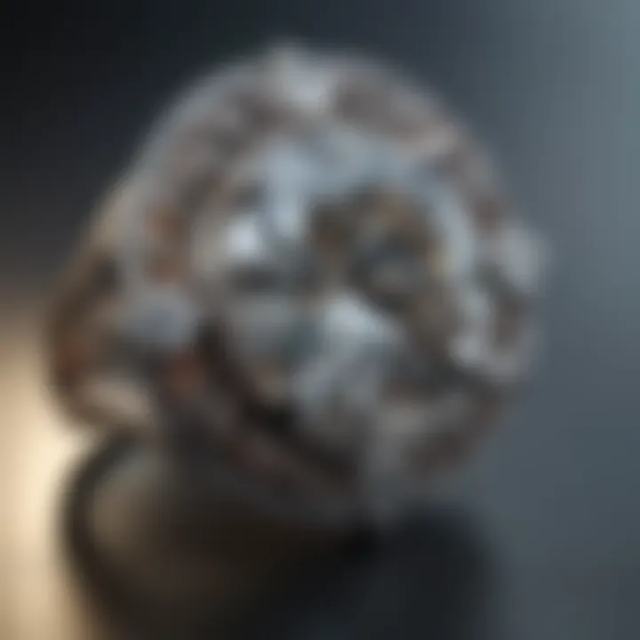 Detailed shot of diamond ring's intricate design