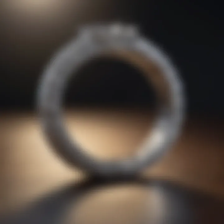 Close-up of sparkling diamond ring under soft lighting