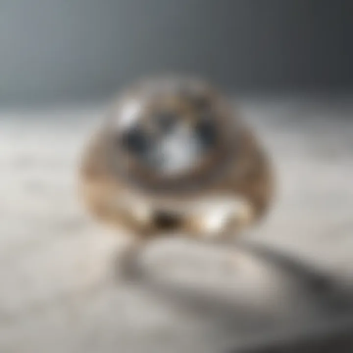 Diamond ring displayed elegantly on marble surface