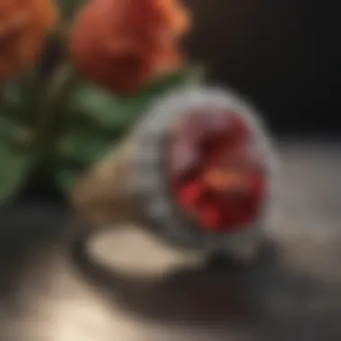 Elegant diamond ring on luxurious velvet