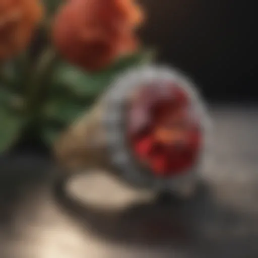 Elegant diamond ring on luxurious velvet