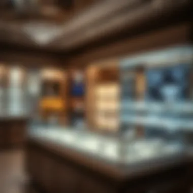 Retail Diamond Showcase Elegant diamond showcase in a retail store