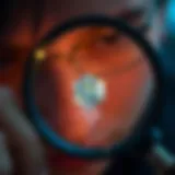 Magnifying glass over a diamond