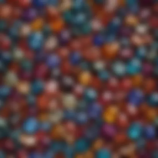 Close-up view of various gemstones on a velvet background showcasing their unique colors and clarity.